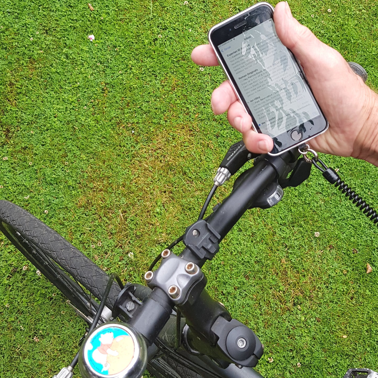 phonesafe strap being used on bike