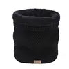 Black knitted neck warmer with grey fur fleece lining