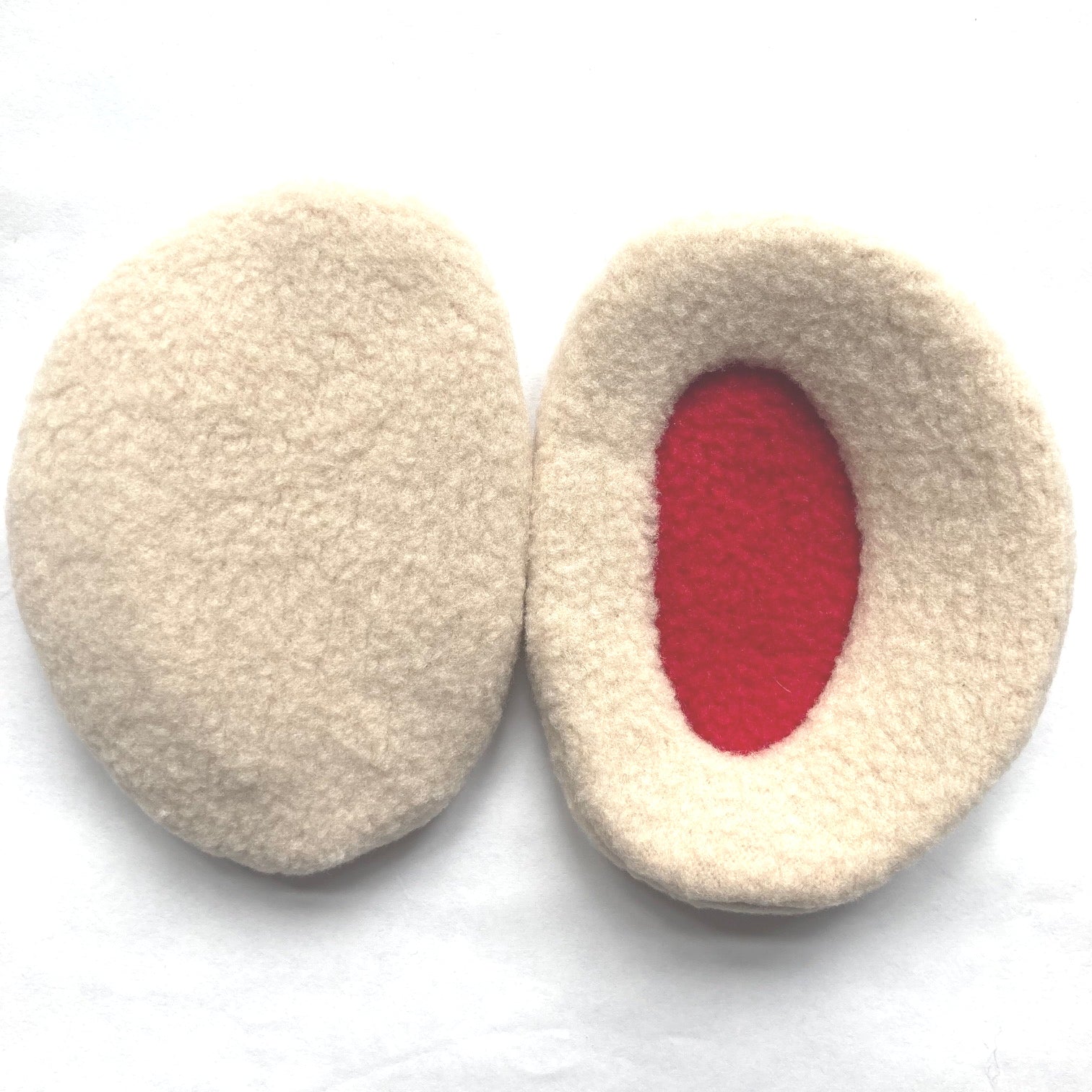 Cream Snugga-Lugs with red fleece lining