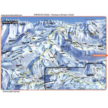 Map showing the lifts and pistes in the Portes du Soleil area of France