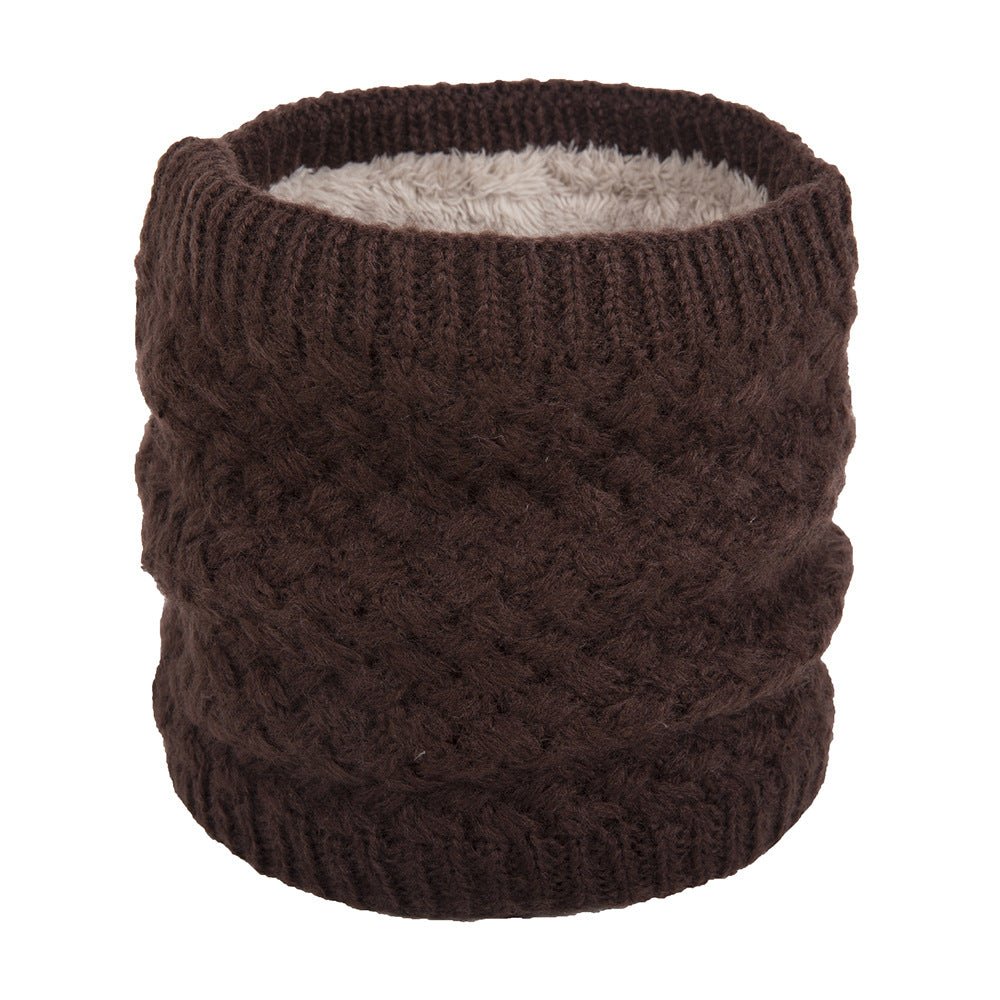 Blackberry Knit Brown Neck Warmer showing fur fleece lining