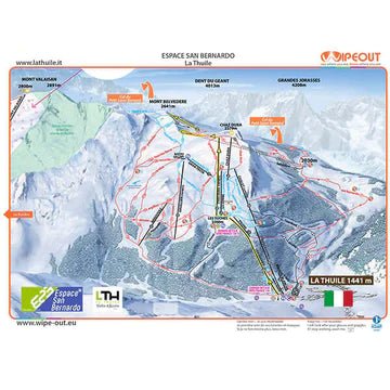 Map showing the Espace San Bernardo (la Thuile) ski area of France