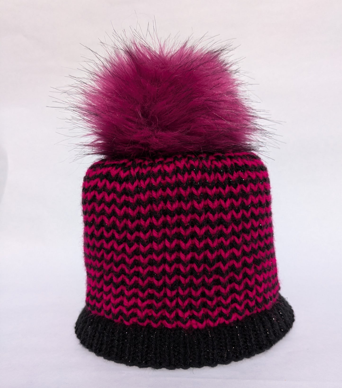 Hand knitted Sparkly Pom Pom Hats