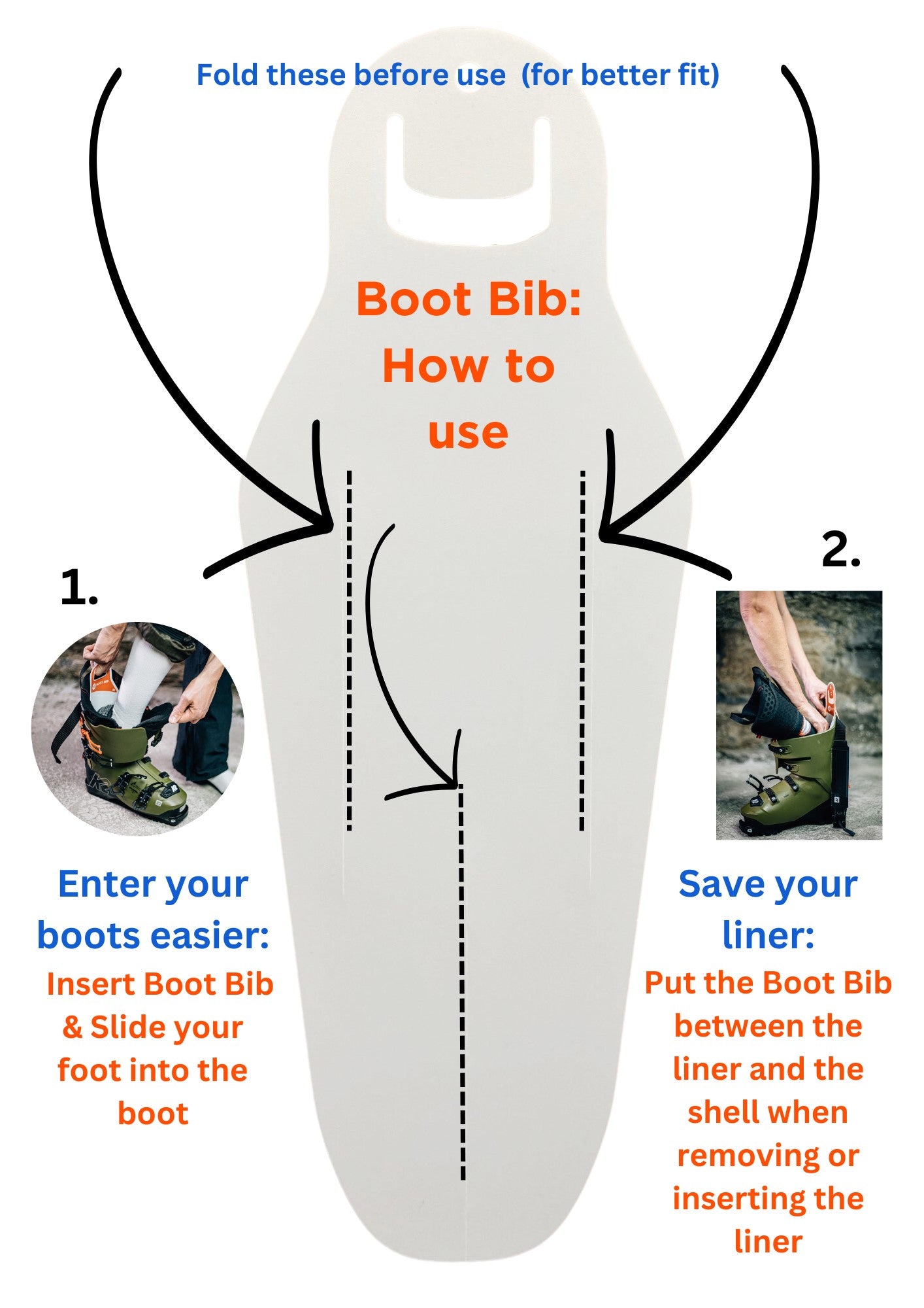 trixski Boot Bib - slide feet easily into your ski boots