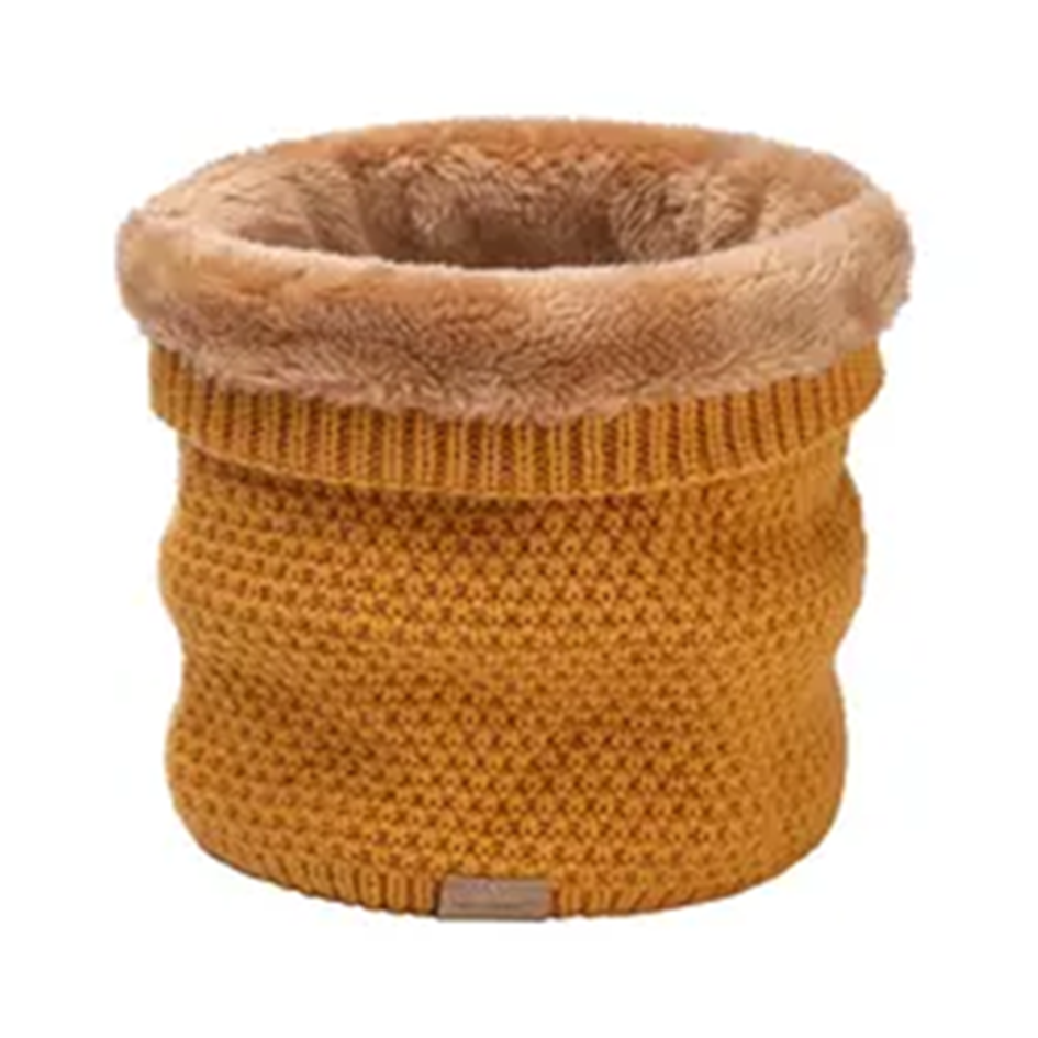 Gold knitted neck warmer with gold fur fleece lining