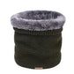 Olive knitted neck warmer with grey fur fleece lining