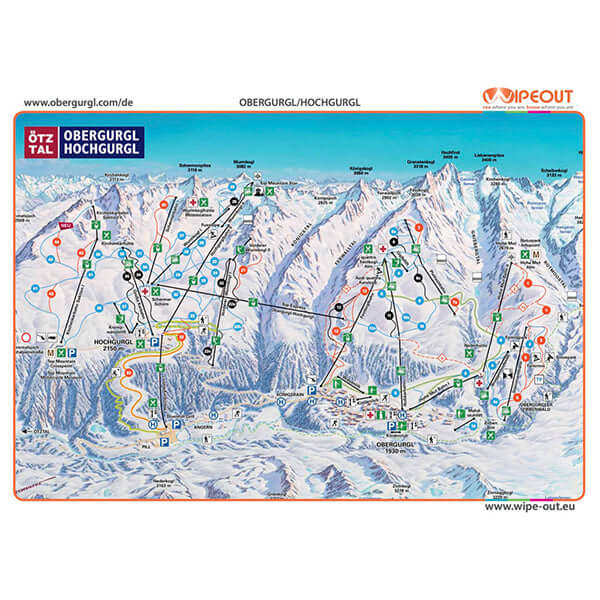 Map showing the lifts and pisted in the Obergurgl-Hochgurgl ski area of Austria