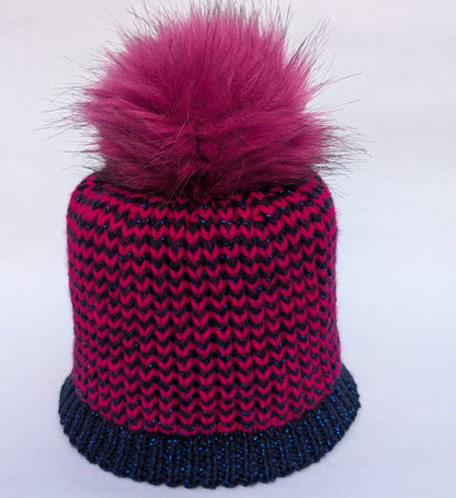 Hand knitted Sparkly Pom Pom Hats