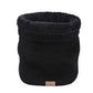 Black Moss stitch knitted neck warmer with folded top showing black fur fleece lining