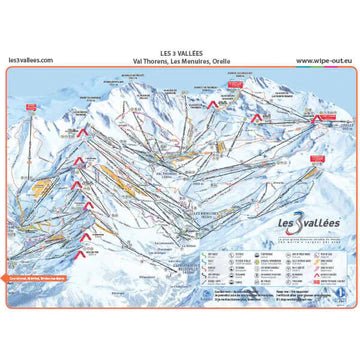 An aerial depiction of the 3 Valleys Pistes and Lift system