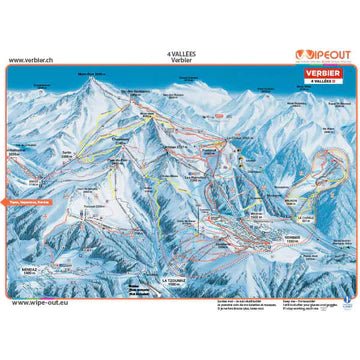 Map showing the lifts and pistes of the Verbier/4 Valleys area in Switzerland