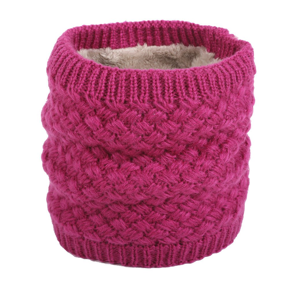 Blackberry Knit Pink Neck Warmer showing fur fleece lining