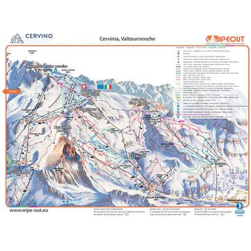 Map showing the lifts and pistes in the area of Cervinia and Valtournenche, Italy
